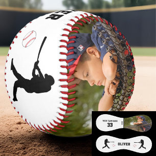 Pelota De Béisbol Foto Nombre Número Silueta de Jugador Moderno