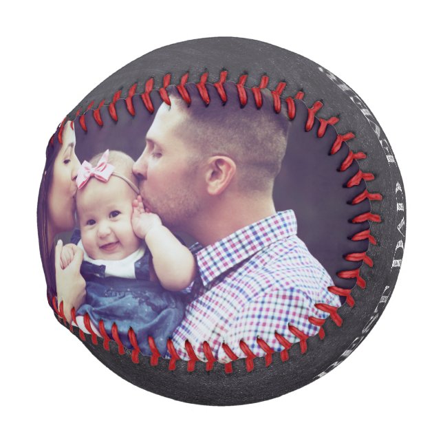Pelota De Béisbol Foto personalizada de la familia ¡Mejor papá nunca (Reverso Izquierdo)