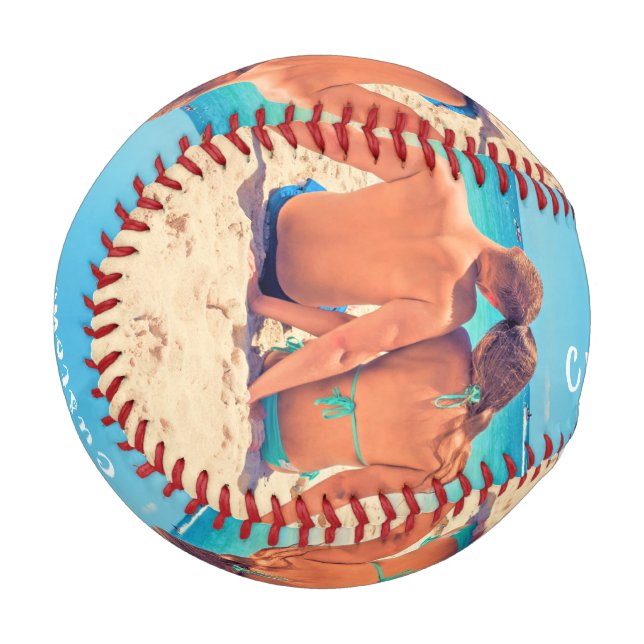 Pelota De Béisbol Foto y texto personalizado - Su propio diseño - Es (Anverso izquierdo)