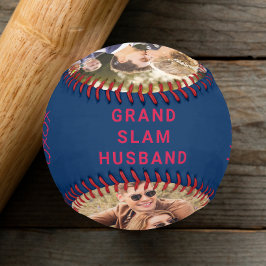 Pelota De Béisbol Fotos personalizadas del marido azul rojo