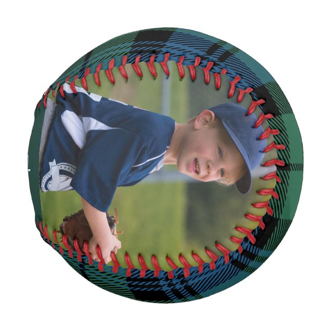 Pelota De Béisbol Fotos Plaid Green Campbell Tartan Personalizado (Reverso Izquierdo)