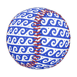 Pelota De Béisbol Fret griego, patrón de onda mediterránea, azul
