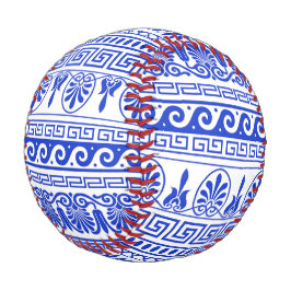 Pelota De Béisbol Fret griego, patrón mediterráneo, azul