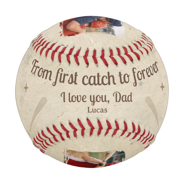 Pelota De Béisbol From First Catch to Forever 2 Photo Dad Gift  (Reverso)