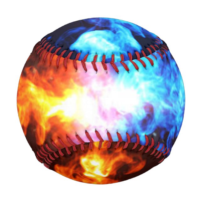 Pelota De Béisbol Fuego rojo y azul de béisbol (Anverso)