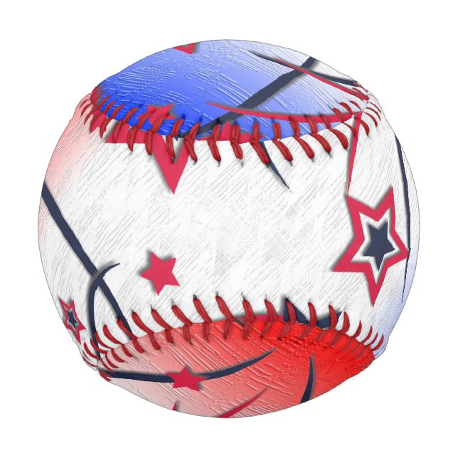 Pelota De Béisbol Fuegos artificiales sobre rojo blanco azul (Anverso)