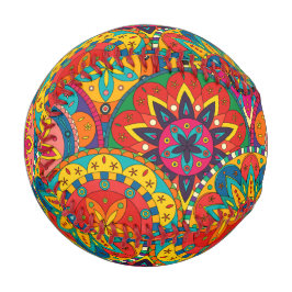 Pelota De Béisbol Funky Retro Colorido Patrón de Mandala