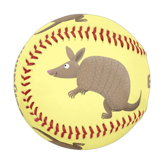 Pelota De Béisbol Funny armadillo feliz personalizado ilustracion (Anverso izquierdo)