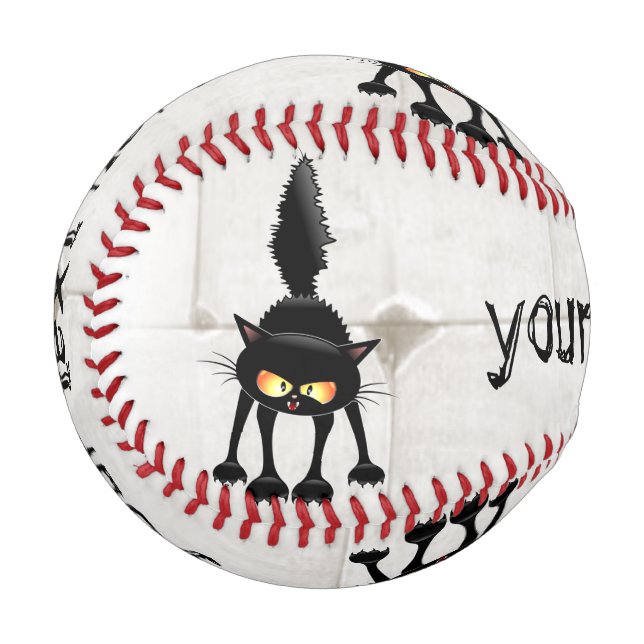 Pelota De Béisbol Funny Fierce Black Cat Personalizado (Anverso izquierdo)