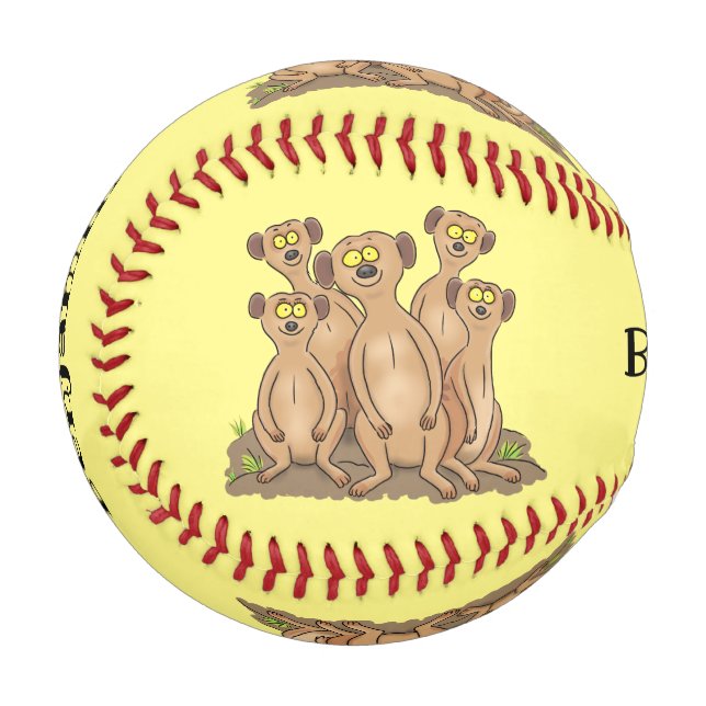 Pelota De Béisbol Funny meerkat ilustracion personalizado familiar (Anverso izquierdo)