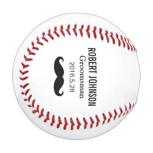 Pelota De Béisbol Funny Mustache Personalizado Groomsman Mejor Boda