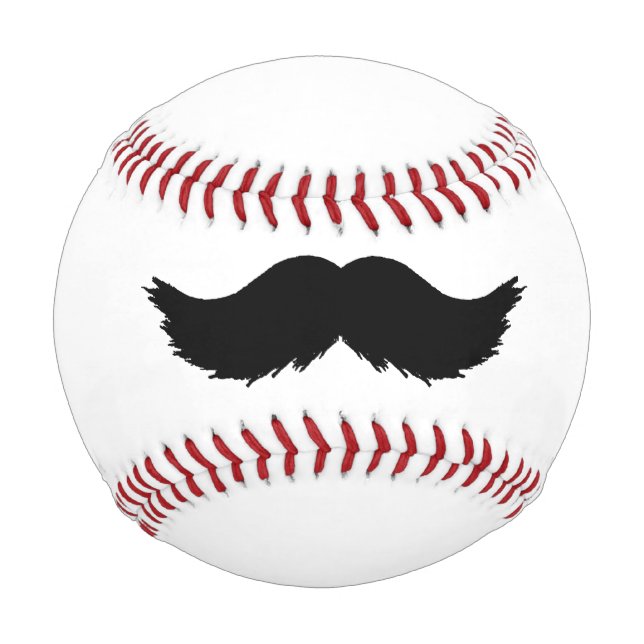 Pelota De Béisbol Furry Black Mustache (Anverso)