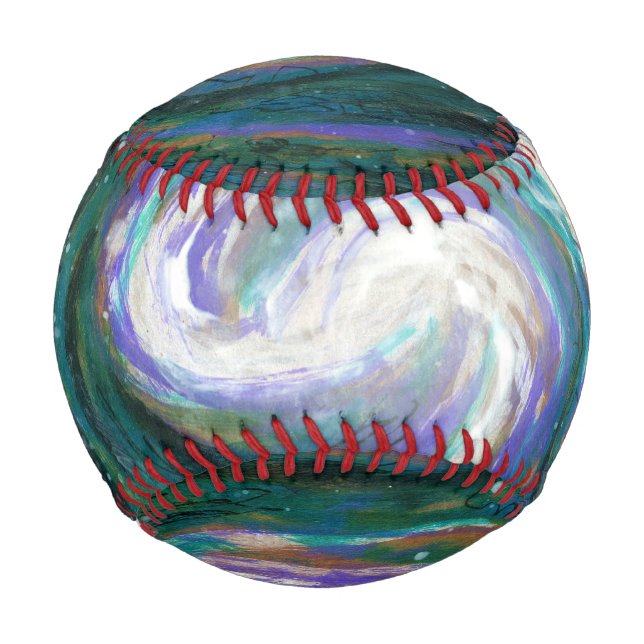 Pelota De Béisbol Galaxia esmeralda y púrpura (Reverso)