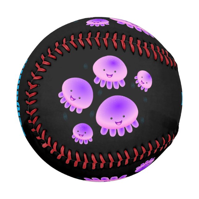Pelota De Béisbol Gallito rosa morado kawaii personalizado (Anverso izquierdo)