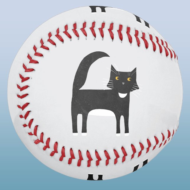 Pelota De Béisbol Gato negro y blanco (Fun black and white Tuxedo cat baseball for animal and pet lovers)