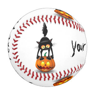Pelota De Béisbol Gato Personalizado asustado de Halloween en calaba