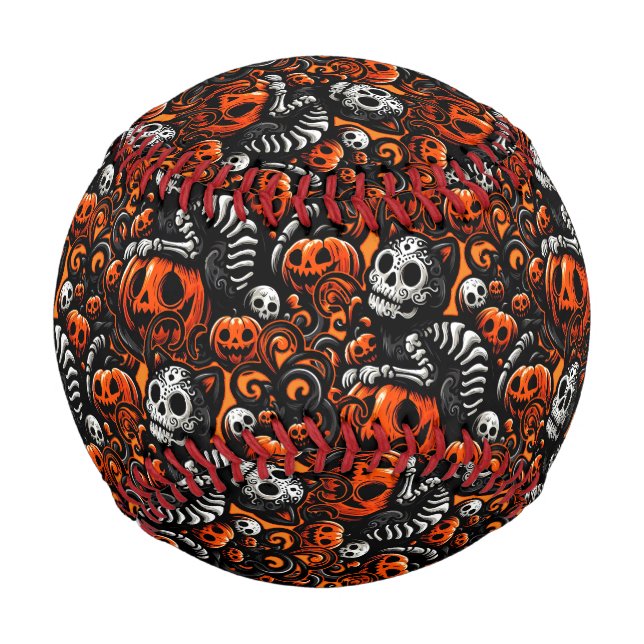Pelota De Béisbol Gato y calabazas fantasmales (Anverso)