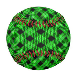 Pelota De Béisbol Gingham Check Béisbol de patrones verdes y negros