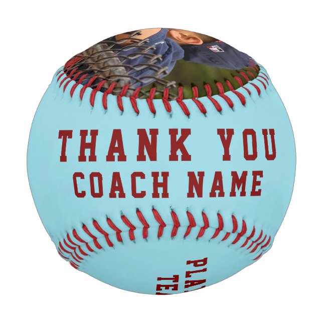 Pelota De Béisbol Gracias Coach Team Name Number Photo (Reverso)
