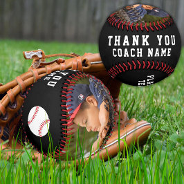 Pelota De Béisbol Gracias entrenador Black Team Name Number Photo
