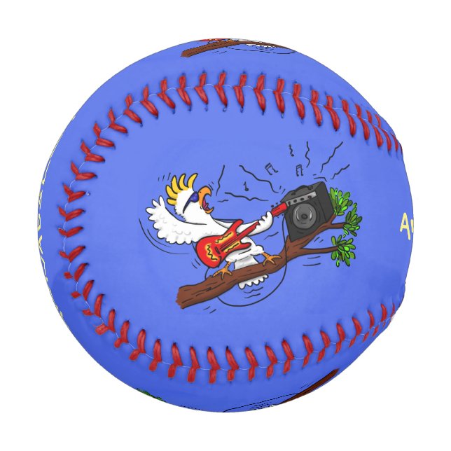 Pelota De Béisbol Graciosa cacatúa tocando el personalizado de guita (Anverso izquierdo)