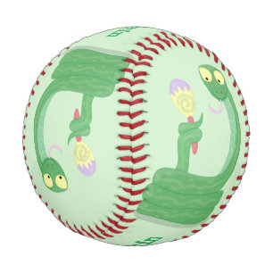 Pelota De Béisbol Graciosa serpiente verde con maraca personalizado