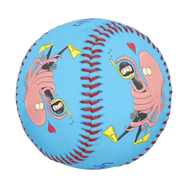 Pelota De Béisbol Gracioso pulpo abrazos buceo humor personalizado (Angular)