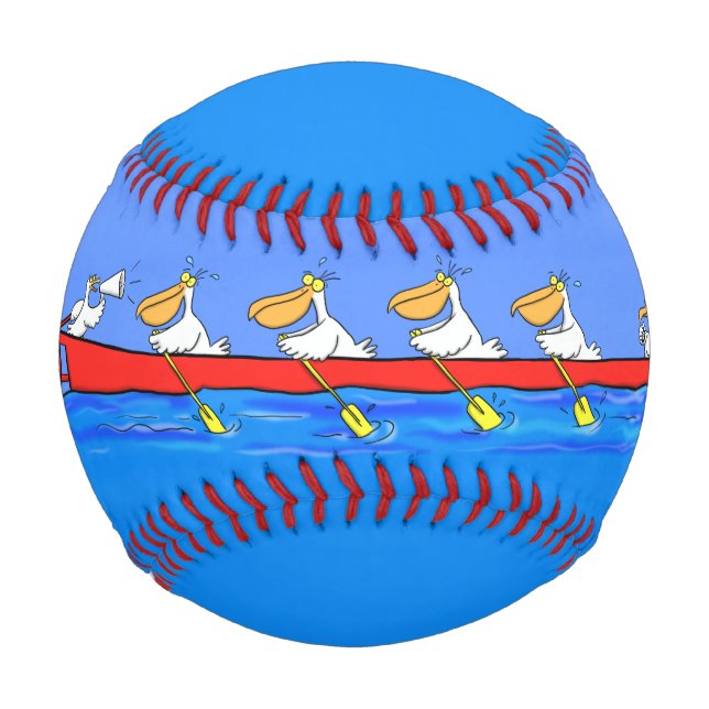 Pelota De Béisbol Graciosos pelícanos remando ilustracion personaliz (Anverso)
