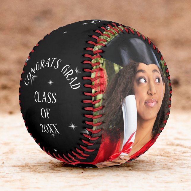 Pelota De Béisbol Grado de la posgrado de la secundaria (High School College Graduation Photo Congrats Grad Baseball)