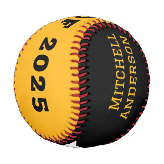 Pelota De Béisbol Graduación de Personalizado negro amarillo moderno
