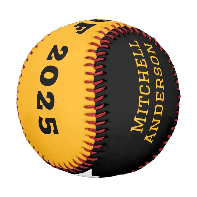 Pelota De Béisbol Graduación de Personalizado negro amarillo moderno (Angular)