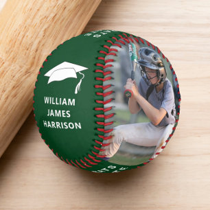 Pelota De Béisbol Graduación Felicitaciones Foto Personalizada Verde