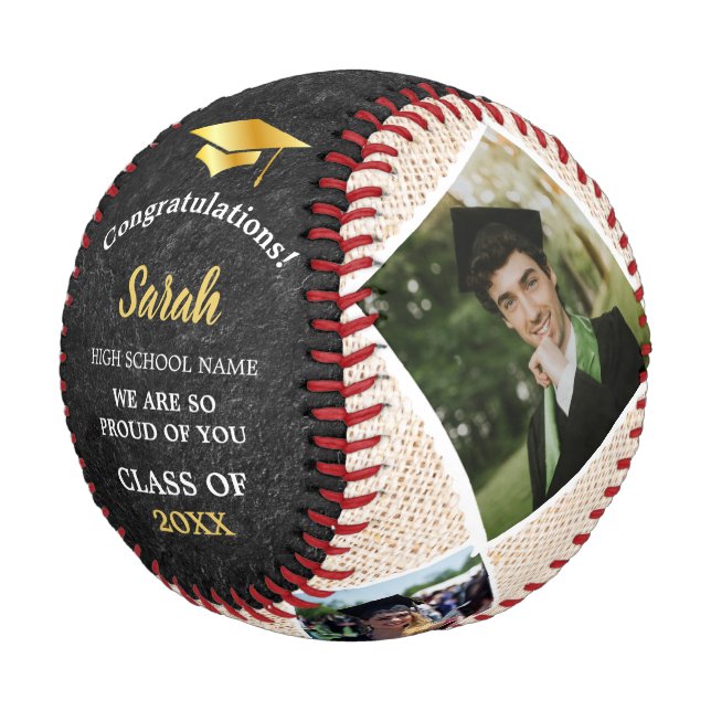 Pelota De Béisbol Graduación personalizado 4 Clase Fotográfica De Or (Angular)
