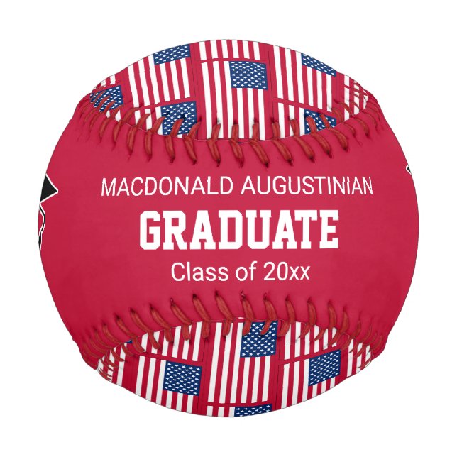 Pelota De Béisbol Graduado de FLAG Patriótico-AMERICANO (Anverso)