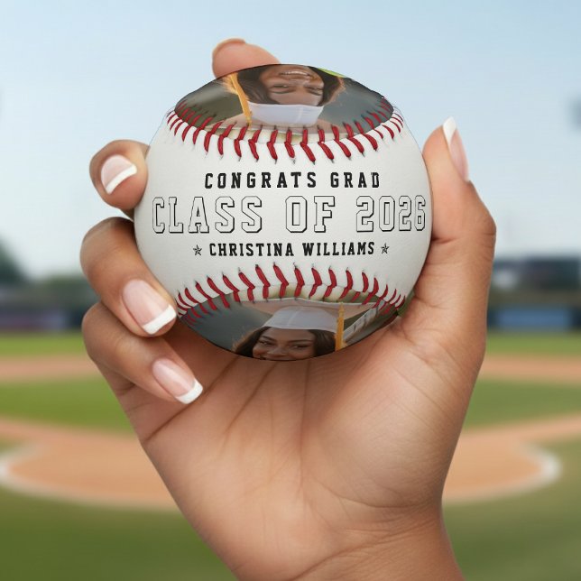 Pelota De Béisbol Graduation Class Of Photo Congrats Grad White (Graduation Class Of Photo Congrats Grad White Baseball
)