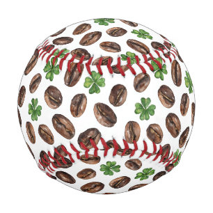 Pelota De Béisbol Grano de Café Irlandés y Tréboles Diseño Divertido
