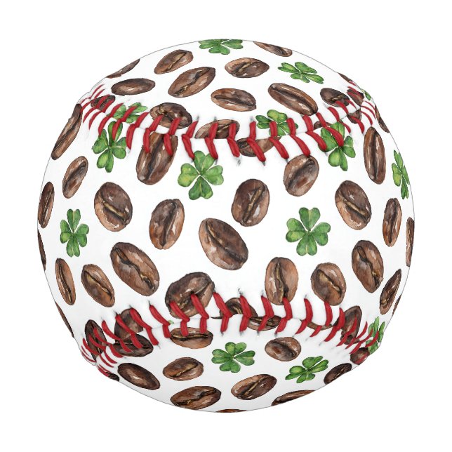 Pelota De Béisbol Grano de Café Irlandés y Tréboles Diseño Divertido (Anverso)