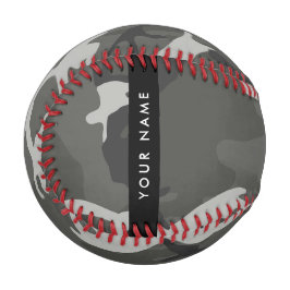 Pelota De Béisbol Gray Camouflage Pattern, Your name, Personalize