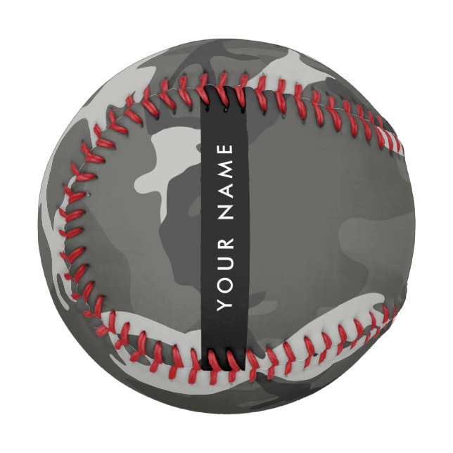 Pelota De Béisbol Gray Camouflage Pattern, Your name, Personalize (Anverso izquierdo)