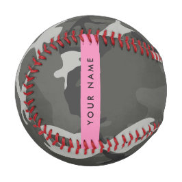 Pelota De Béisbol Gray Camouflage Pattern, Your name, Personalize