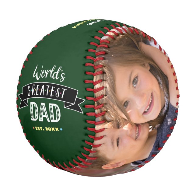 Pelota De Béisbol Green Worlds Greatest Dad Black Typography (Angular)