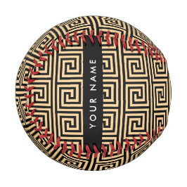Pelota De Béisbol Griego Meander Key Brown, Tu Nombre, Personalizar
