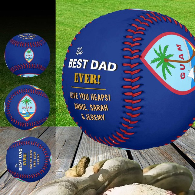 Pelota De Béisbol Guam Mejor Papá, Estados Unidos patriótico, Bander (Subido por el creador)
