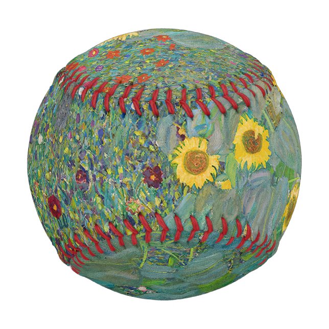 Pelota De Béisbol Gustav Klimt - Jardín de campo con girasoles (Anverso)