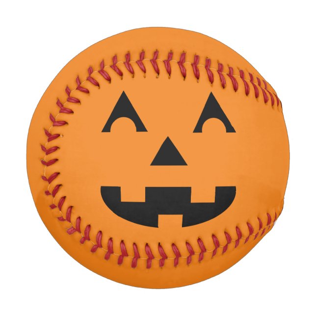 Pelota De Béisbol Halloween Jack O Lantern Pumpkin Face (Anverso izquierdo)