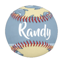 Pelota De Béisbol Happy blue dolpins pattern