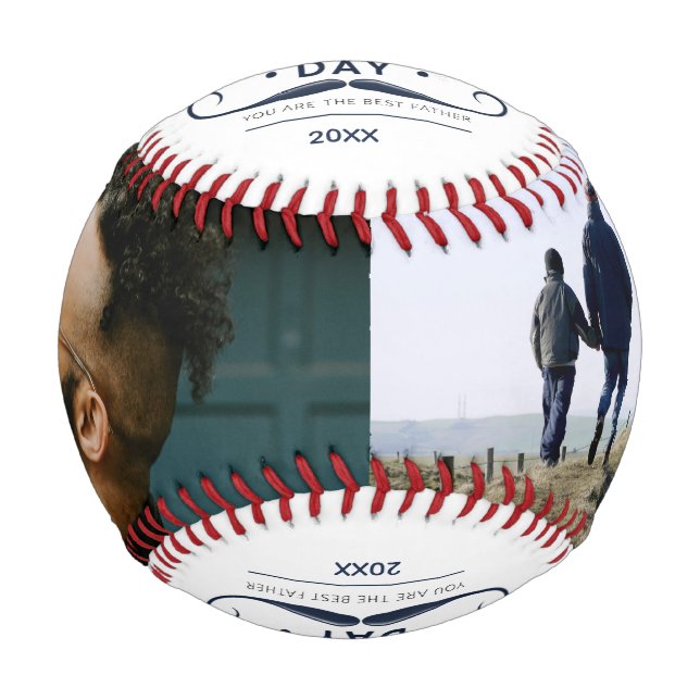 Pelota De Béisbol Happy Father’s Day Mustache Tribute Design (Anverso)