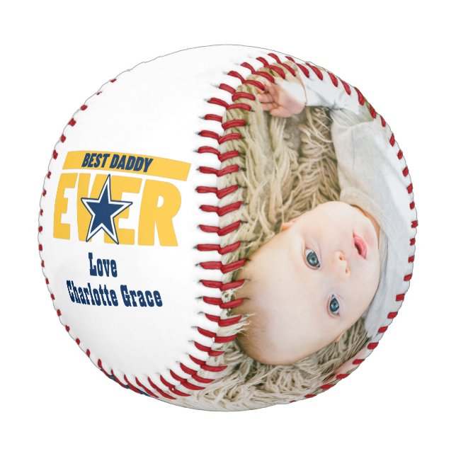 Pelota De Béisbol Happy Fathers Day Personalized Best Daddy Ever (Angular)