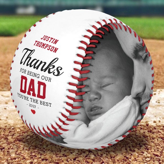 Pelota De Béisbol Happy Father's Day Photo Kids Names (Subido por el creador)