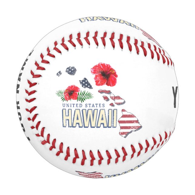 Pelota De Béisbol Hawaii Mapa del Estado Retro de Estados Unidos USA (Anverso izquierdo)